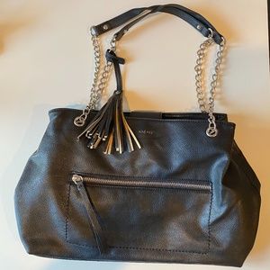 Black Nine West Large Purse with Gold Chain Straps